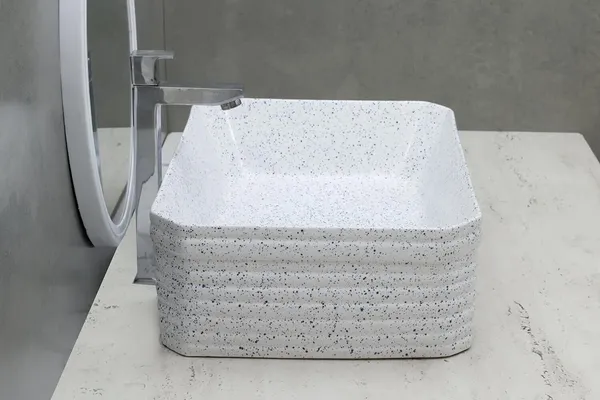 HISRE_Rectangular_White_Speckled_Ceramic_Table_Top_Wash_Basin_Countertop_Ceramic_Bathroom_Kitchen_Sink_(18_x_14_x_6_Inch)_(Style_-_3)_AM3207_Table_Top_Basin_(White)