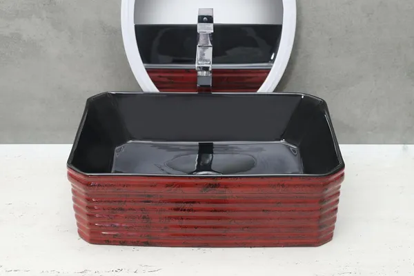 HISRE_Premium_Red-Black_Table_Top_Basin_Countertop_Ceramic_Bathroom_Kitchen_Sink_(18_x_14_x_6_Inch)_(Style_-_5)_AM3212_Table_Top_Basin_(Brown_&_Black)