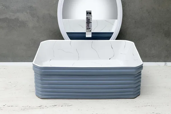 HISRE_Premium_Dual_Finish_Countertop_Wash_Basin_Countertop_Ceramic_Bathroom_Kitchen_Sink_(18_x_14_x_6_Inch)_(Style_-_6)_AM3213_Table_Top_Basin_(Gray_&_White)