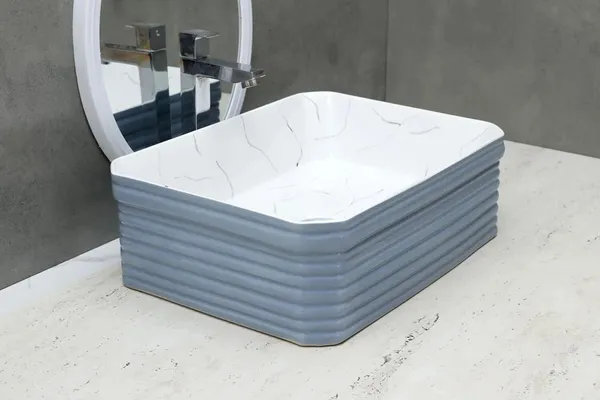 HISRE_Premium_Dual_Finish_Countertop_Wash_Basin_Countertop_Ceramic_Bathroom_Kitchen_Sink_(18_x_14_x_6_Inch)_(Style_-_6)_AM3213_Table_Top_Basin_(Gray_&_White)