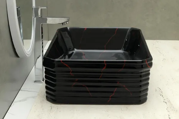 HISRE_Rectangular_Black_Ceramic_Table_Top_Wash_Basin_with_Red_Marble_Design_Countertop_Ceramic_Bathroom_Kitchen_Sink_(18_x_14_x_6_Inch)_(Style_-_2)_AM3206_Table_Top_Basin_(Black)