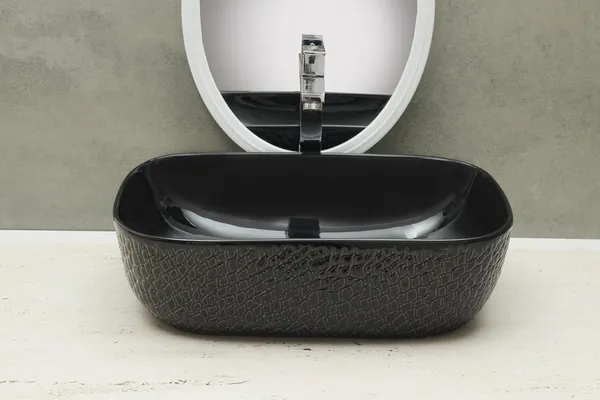 HISRE_Table_Top_Wash_Basin_For_Bathroom,_Living_Room_Ceramic_Bathroom_Kitchen_Sink_(18_x_13_x_5_Inch)_(Style_-_5)_Table_Top_Basin_(Black)