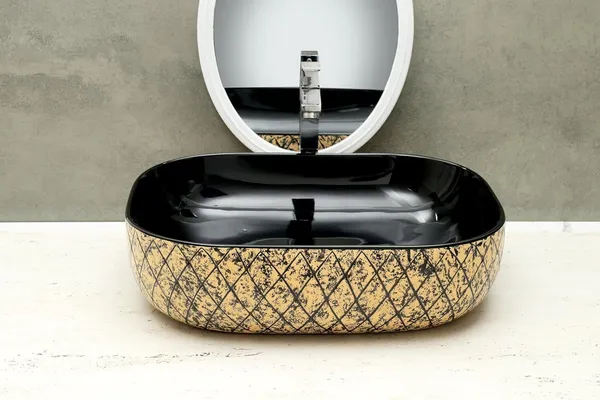 HISRE_Table_Top_Wash_Basin_For_Bathroom,_Living_Room_Ceramic_Bathroom_Kitchen_Sink_(18_x_13_x_5_Inch)_(Style_-_8)_Table_Top_Basin_(Brown_&_Black)