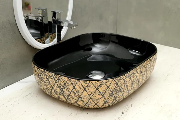 HISRE_Table_Top_Wash_Basin_For_Bathroom,_Living_Room_Ceramic_Bathroom_Kitchen_Sink_(18_x_13_x_5_Inch)_(Style_-_8)_Table_Top_Basin_(Brown_&_Black)