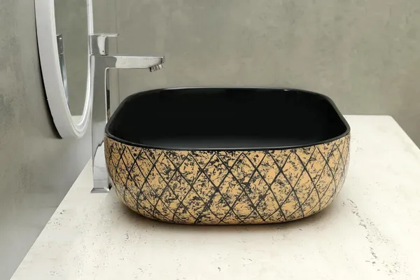 HISRE_Table_Top_Wash_Basin_For_Bathroom,_Living_Room_Ceramic_Bathroom_Kitchen_Sink_(18_x_13_x_5_Inch)_(Style_-_8)_Table_Top_Basin_(Brown_&_Black)