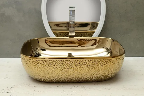 HISRE_Ceramic_Bathroom_Kitchen_Sink_(18_x_13_x_5_Inch)_(Style_-_1)_Table_Top_Basin_(Golden)