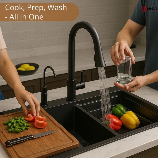 HISRE_Multifunctional_Waterfall_Kitchen_Sink_304_GRADE_All_in_One_30x18_inch_Vessel_Sink_(Matte_Black_Finish)
