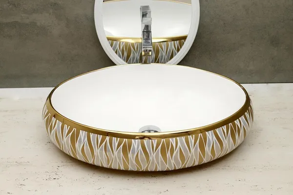 HISRE_Designer_Ceramic_Table_Top_Sink_Basin_for_Bathroom_Tabletop_Marble_Basin_for_Living_Room(Golden_Veins,27x_17_x_5.5_Inch)_Over_Counter_Basin_(White_&Golden_Design)