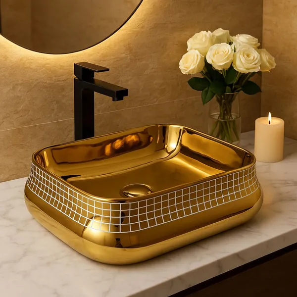 HISRE_Luxury_Tabletop_Ceramic_Wash_Basin_|_Elegant_Gold_Ceramic_Look_Living_Room_Sink_|_Gold_Ceramic_Look_Bathroom_Sink|45_x_33_x_13_CM|_Stylish_Countertop_Washbasin_Over_Counter_Basin_(Glossy_Gold)