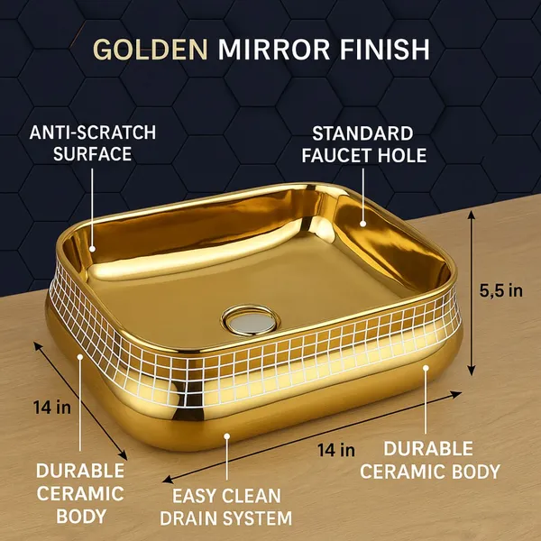 HISRE_Luxury_Tabletop_Ceramic_Wash_Basin_|_Elegant_Gold_Ceramic_Look_Living_Room_Sink_|_Gold_Ceramic_Look_Bathroom_Sink|45_x_33_x_13_CM|_Stylish_Countertop_Washbasin_Over_Counter_Basin_(Glossy_Gold)