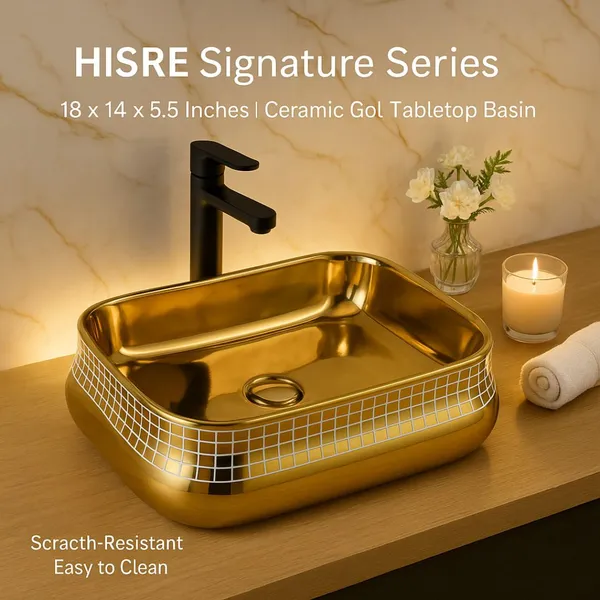 HISRE_Luxury_Tabletop_Ceramic_Wash_Basin_|_Elegant_Gold_Ceramic_Look_Living_Room_Sink_|_Gold_Ceramic_Look_Bathroom_Sink|45_x_33_x_13_CM|_Stylish_Countertop_Washbasin_Over_Counter_Basin_(Glossy_Gold)