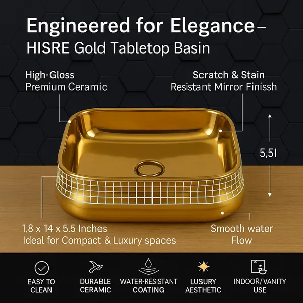 HISRE_Luxury_Tabletop_Ceramic_Wash_Basin_|_Elegant_Gold_Ceramic_Look_Living_Room_Sink_|_Gold_Ceramic_Look_Bathroom_Sink|45_x_33_x_13_CM|_Stylish_Countertop_Washbasin_Over_Counter_Basin_(Glossy_Gold)