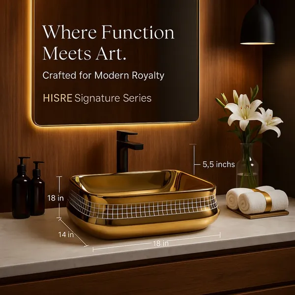 HISRE_Luxury_Tabletop_Ceramic_Wash_Basin_|_Elegant_Gold_Ceramic_Look_Living_Room_Sink_|_Gold_Ceramic_Look_Bathroom_Sink|45_x_33_x_13_CM|_Stylish_Countertop_Washbasin_Over_Counter_Basin_(Glossy_Gold)
