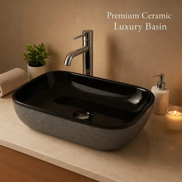 HISRE_Premium_Ceramic_Over_Counter_Sink_for_Bathroom,_Kitchen_&_Living_Room_(45_x_33_x_13_cm)_–_Stylish_Table_Top_Wash_Basin_for_Modern_Interiors_Table_Top_Basin_(Black_Glossy_with_Silver_Sparkle)