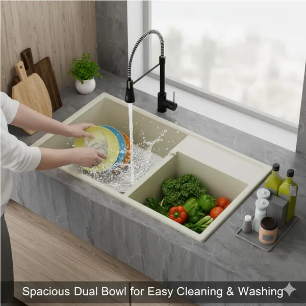 HISRE_Quartz_Double_Bowl_Kitchen_Sink_31x19x10_Inch_Scratch_Resistant_Sink_QSB-311910-CRM_Top_Mount_(Crema)
