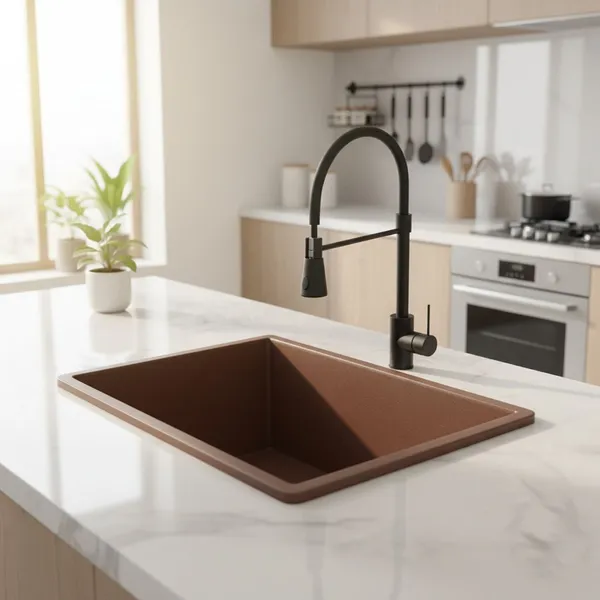 HISRE_Kitchen_Sink_Brown_Single_Bowl_Scratch_Resistant_Basin_QKS-16X18X8-BRN_(Brown)_Top_Mount_(Brown)