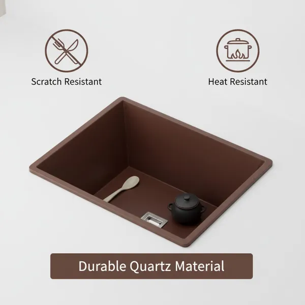 HISRE_Kitchen_Sink_Brown_Single_Bowl_Scratch_Resistant_Basin_QKS-16X18X8-BRN_(Brown)_Top_Mount_(Brown)
