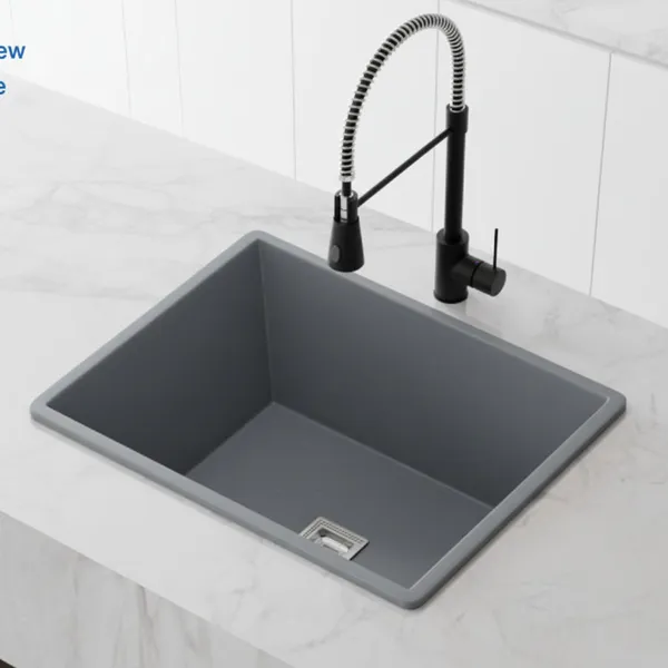 HISRE_Quartz_Kitchen_Sink_21x18x9_Inch_Gray_Deep_Single_Bowl_Undermount_Drop-in_QKS-21X18X9-GRY_(Gray)_Top_Mount_(Gray)