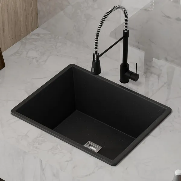 HISRE_Kitchen_Sink_16x18x8_Inch_Black_Single_Bowl_Undermount_Drop-in_QKS-16X18X8-BLK_(Black)_Top_Mount_(Black)