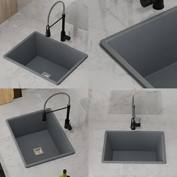 HISRE_Quartz_Kitchen_Sink_24x18x9_Inch_Gray_Heavy_Duty_Drop-in_Single_Bowl_Sink_QKS-24X18X9-GRY_(Gray)_Top_Mount_(Gray)