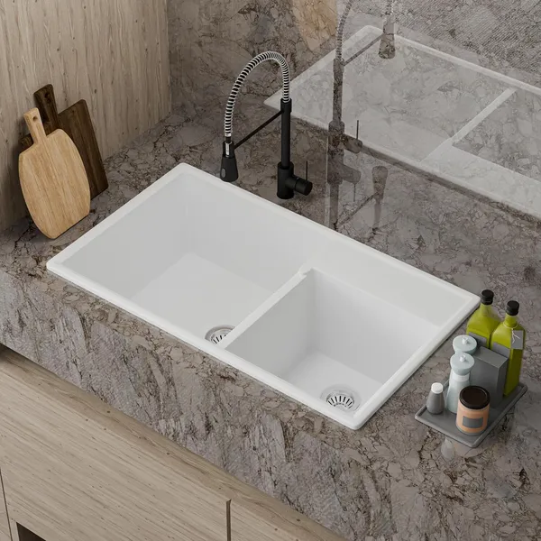 HISRE_1._Double_Bowl_Quartz_Kitchen_Sink_31x18x9_Inch_Scratch_Resistant_Durable_QS-3189-WH_Top_Mount_(White)