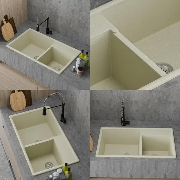 HISRE_Durable_Quartz_Double_Bowl_Sink_31x18x9_Inch_Sound_Dampening_Easy_Clean_QS-3189-IV_Top_Mount_(Beige)