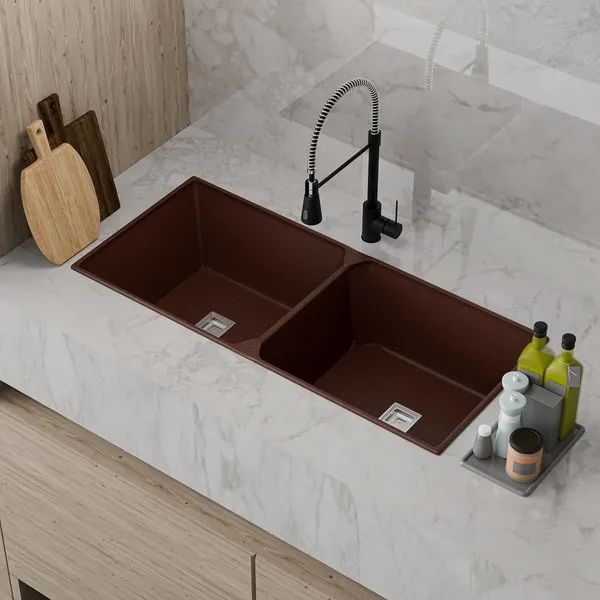 HISRE_Double_Bowl_Quartz_Kitchen_Sink_45x20x9_In_Durable_Deep_Basin_Scratch_Resistant_HS-DBQ-4520-GY_Top_Mount_(Brown)