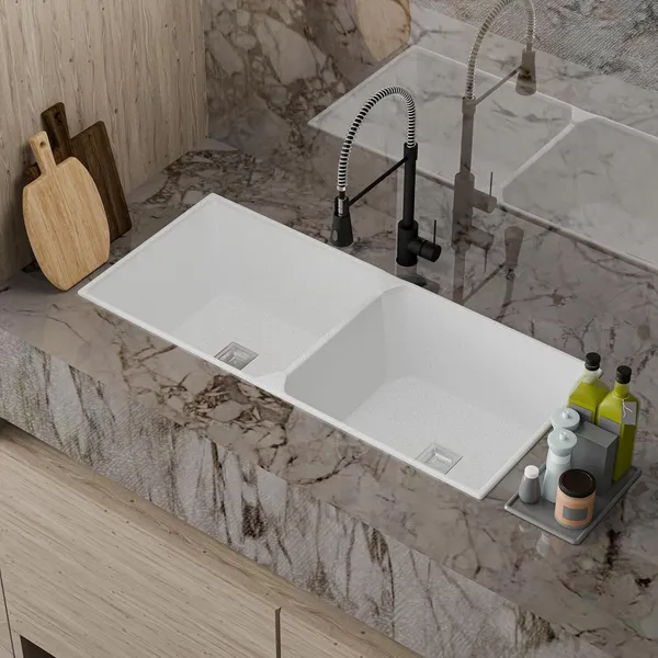 HISRE_Durable_Double_Bowl_Quartz_Sink_-_Modern_Kitchen_Easy_Clean_Spacious_Deep_Basin_HS-DBQ-4520-BE_Top_Mount_(White)