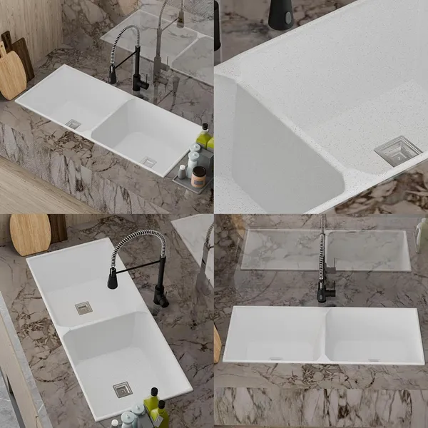 HISRE_Durable_Double_Bowl_Quartz_Sink_-_Modern_Kitchen_Easy_Clean_Spacious_Deep_Basin_HS-DBQ-4520-BE_Top_Mount_(White)