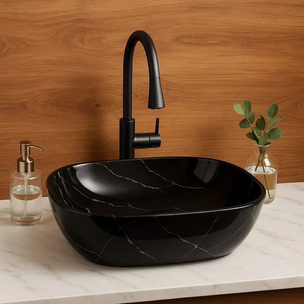 HISRE_Modern_Rectangular_Countertop_Sink(45_x_33_x_13_cm)_Table_Top_Wash_Basin_Black_Marble_Look_Ceramic_Sink_for_Bathroom_Kitchen_Over_Counter_Basin_(Black_Marble_Look_(Glossy_Finish_with_White_Veins))