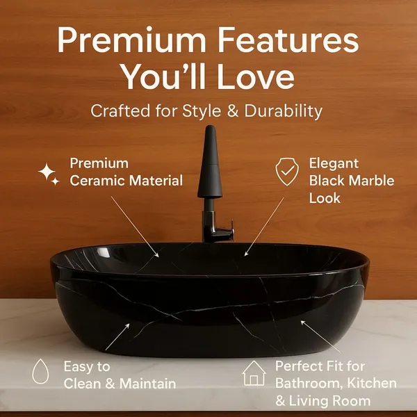 HISRE_Modern_Rectangular_Countertop_Sink(45_x_33_x_13_cm)_Table_Top_Wash_Basin_Black_Marble_Look_Ceramic_Sink_for_Bathroom_Kitchen_Over_Counter_Basin_(Black_Marble_Look_(Glossy_Finish_with_White_Veins))