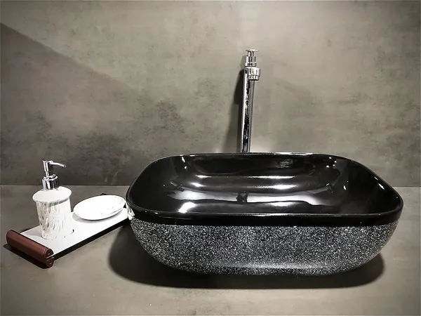 HISRE_Table_Top_Wash_Basin_For_Bathroom_And_Living_Room_Countertop_Tabletop_Ceramic_Kitchen_Sink_(45_x_33_x_13_CM)_(Black_Stars)_Table_Top_Basin_(Black)
