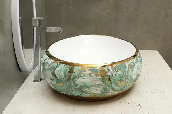 HISRE_Stylish_Over_Counter_Ceramic_Wash_Basin_Bowl_with_Golden_Border_for_Living_Room_Over_Counter_Wash_Basin_Countertop_(24_x_17_x_5.5_Inch)_G3903_Table_Top_Basin_(White)