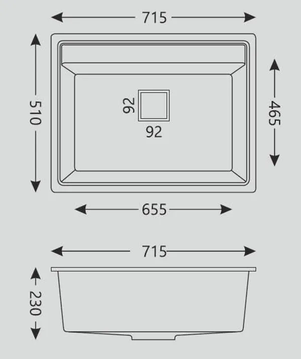 HISRE_Quartz_Kitchen_Sink_with_Coupling_and_Waste_Pipe_Matt_finish_single_bowl_sink_for_kitchen_(Rustic_White)_IB_2820/Single_Table_Top_Basin_(White)