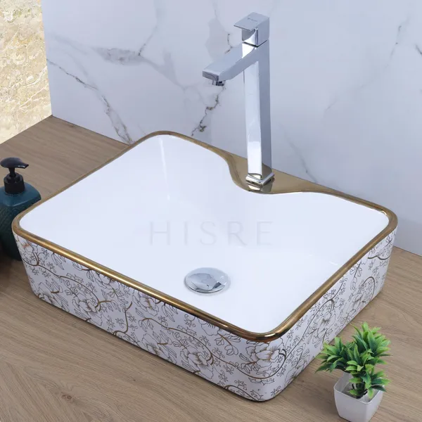 HISRE_Over_Counter_Top_Wash_Basin_For_Living_Room_Washbasin_Countertop_Ceramic_Bathroom_Kitchen_Sink_(18_x_14_x_5.5_Inch)_Table_Top_Basin_(White_Gold_Floral_Design_Print)