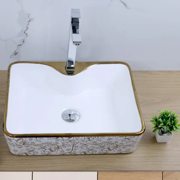 HISRE_Over_Counter_Top_Wash_Basin_For_Living_Room_Washbasin_Countertop_Ceramic_Bathroom_Kitchen_Sink_(18_x_14_x_5.5_Inch)_Table_Top_Basin_(White_Gold_Floral_Design_Print)
