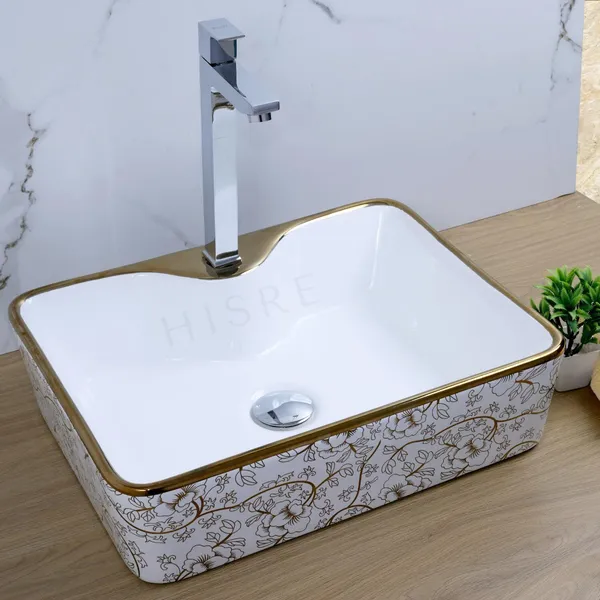HISRE_Over_Counter_Top_Wash_Basin_For_Living_Room_Washbasin_Countertop_Ceramic_Bathroom_Kitchen_Sink_(18_x_14_x_5.5_Inch)_Table_Top_Basin_(White_Gold_Floral_Design_Print)