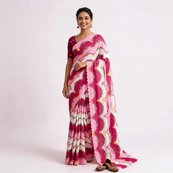 Pink_Vichitra_Silk_Floral_Print_Saree_For_Women
