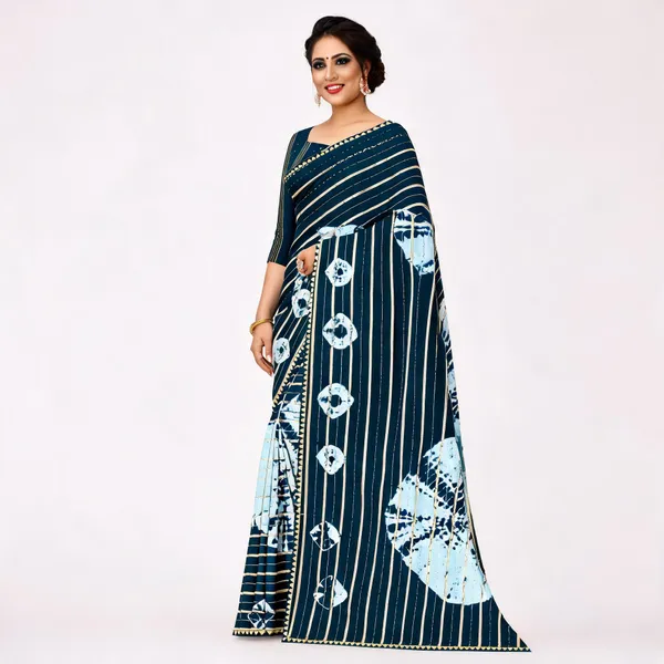 Blue_Cotton_Zari_Stripe_Floral_Printed_Saree_For_Women