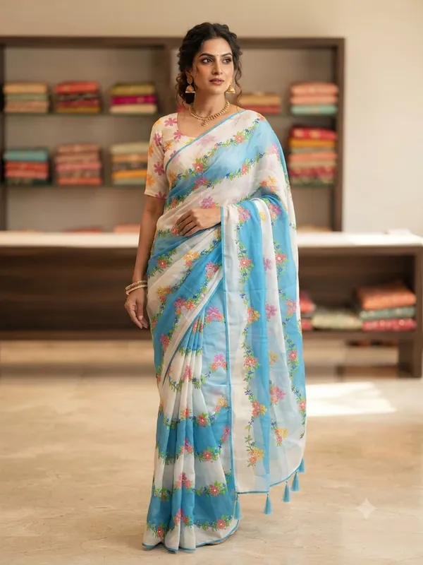 Blue_Floral_Print_Saree_for_Women