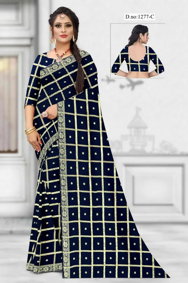 Navy_Blue_Geometric_Print_Saree_For_Women