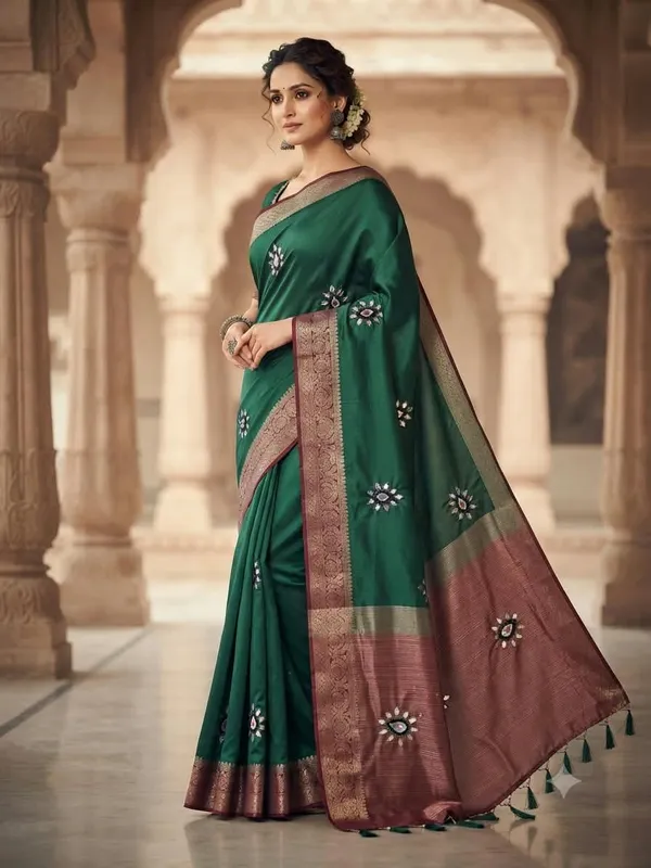 Green_Traditional_Embroidered_Saree_For_Women