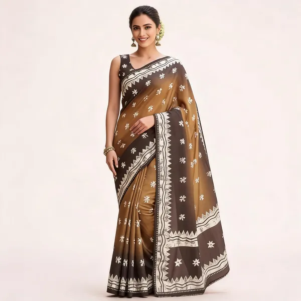 Brown_Vichitra_Silk_Floral_Printed_Saree_For_Women