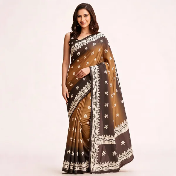 Brown_Vichitra_Silk_Floral_Printed_Saree_For_Women