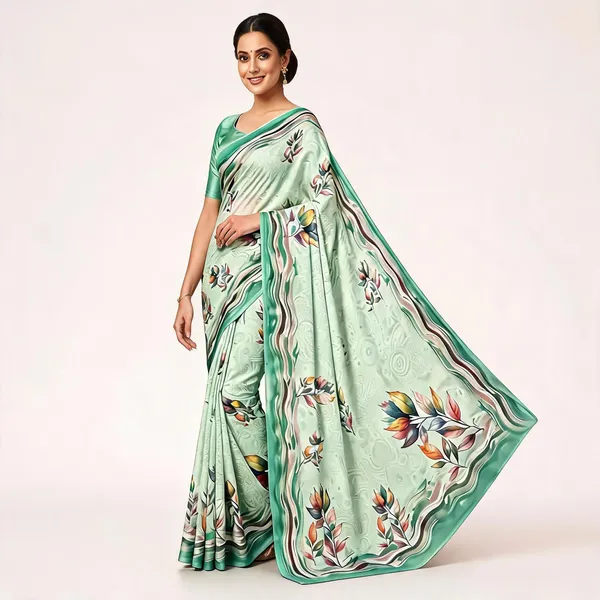 Mint_Green_Moss_Crepe_Jacquard_Jari_Border_Floral_Print_Saree_For_Women