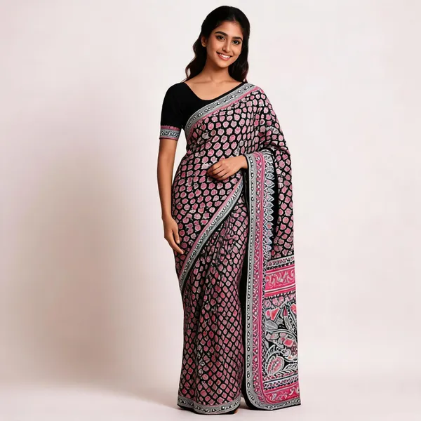 Black_Linen_Soft_Cotton_Geometric_Printed_Saree_For_Women
