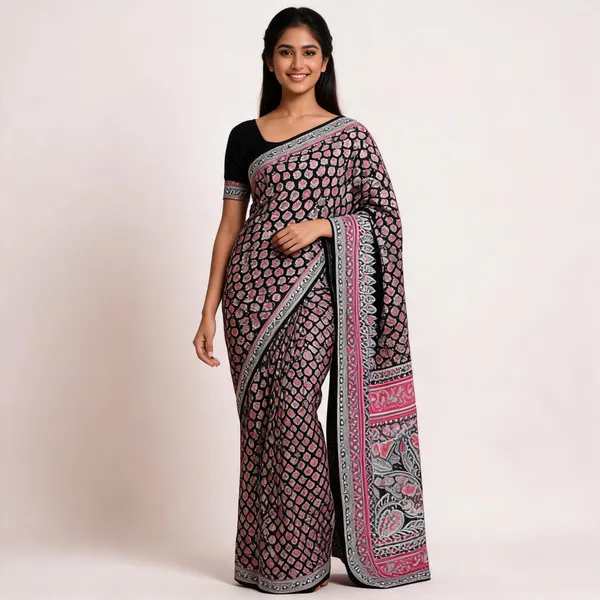 Black_Linen_Soft_Cotton_Geometric_Printed_Saree_For_Women