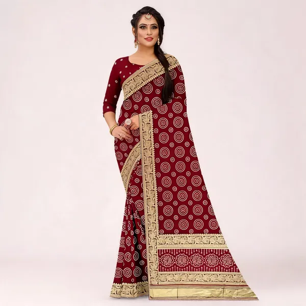 Maroon_Viscose_Jacquard_Circular_Print_Saree_For_Women