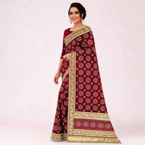 Maroon_Viscose_Jacquard_Circular_Print_Saree_For_Women