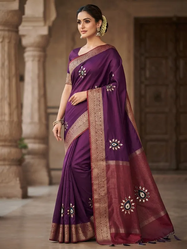 Purple_Silk_Zari_Border_Saree_for_Women
